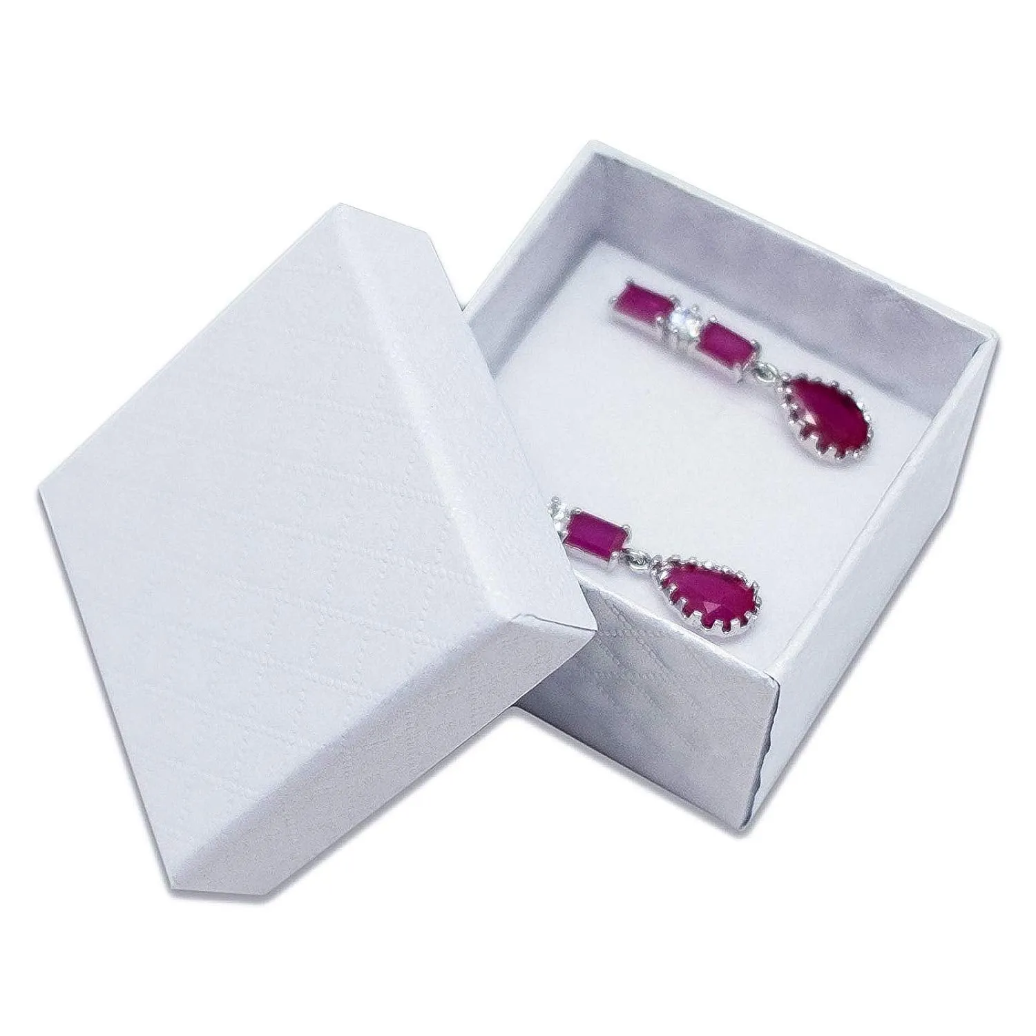 1 3/4" x 1 3/4" White Diamond Pattern Cardboard Jewelry Box