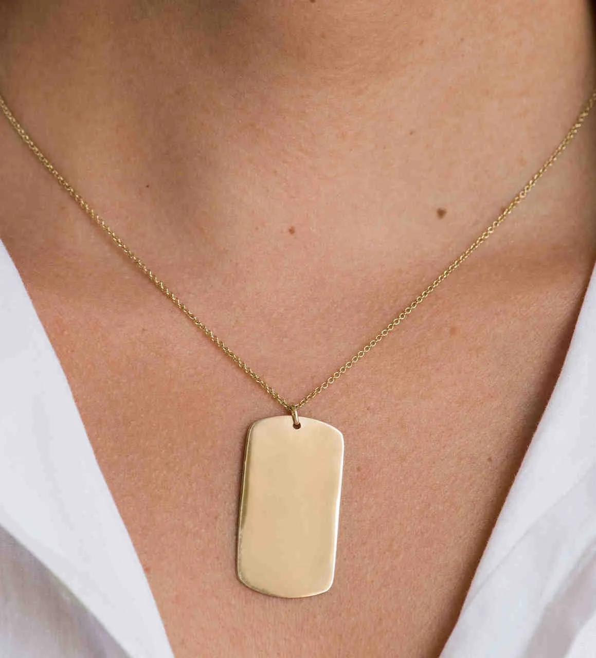 14k Gold Dog Tag Necklace