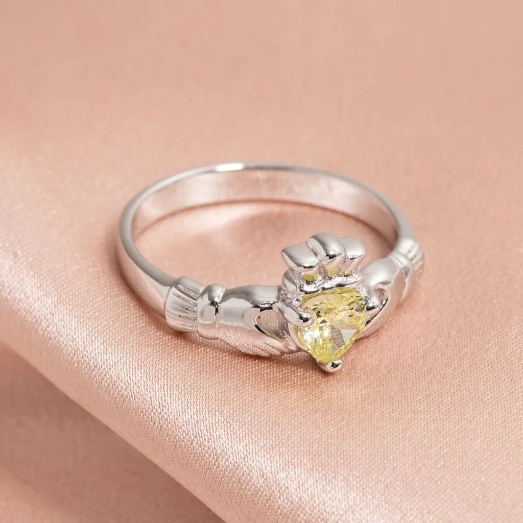 August Birthstone Claddagh Ring | Sterling Silver