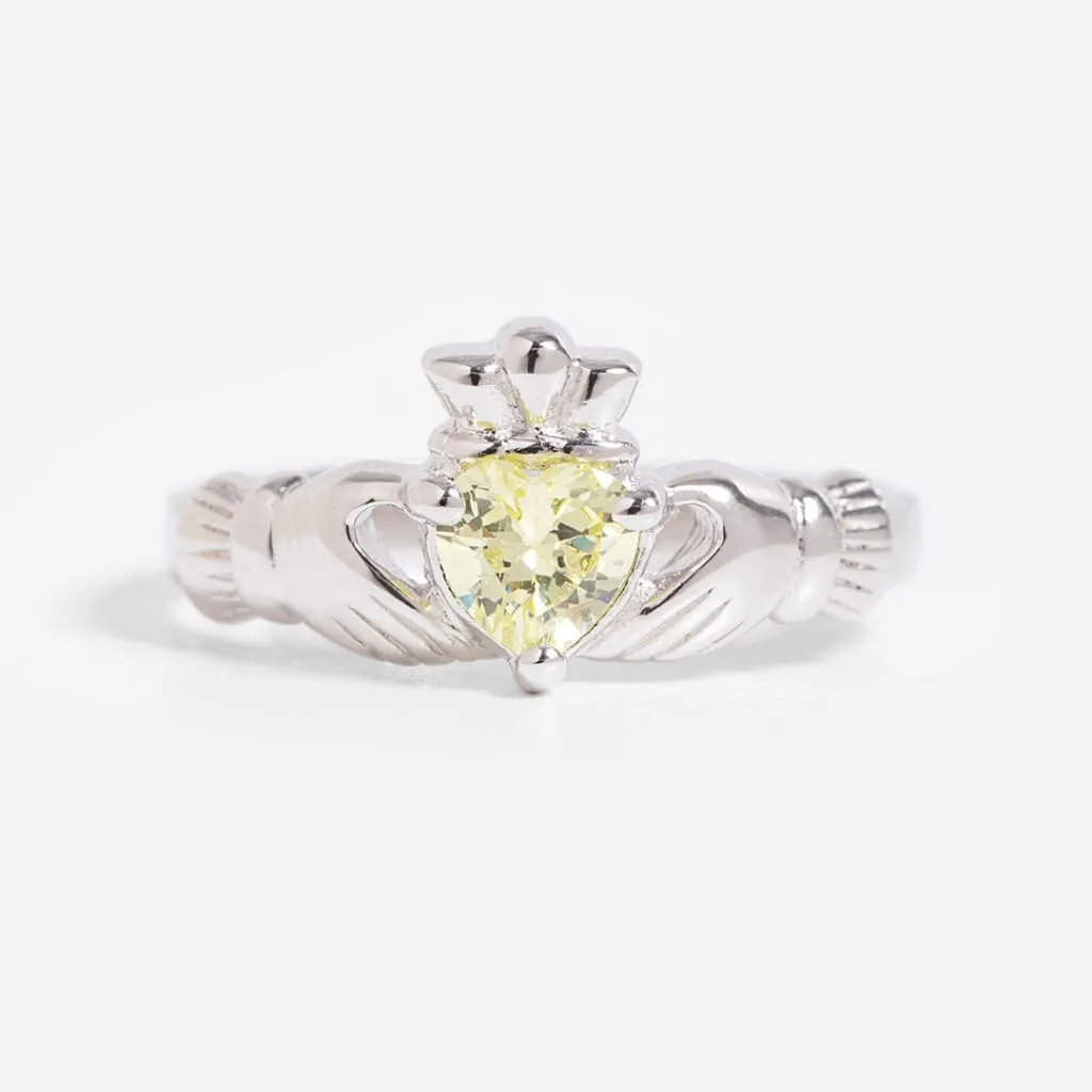 August Birthstone Claddagh Ring | Sterling Silver