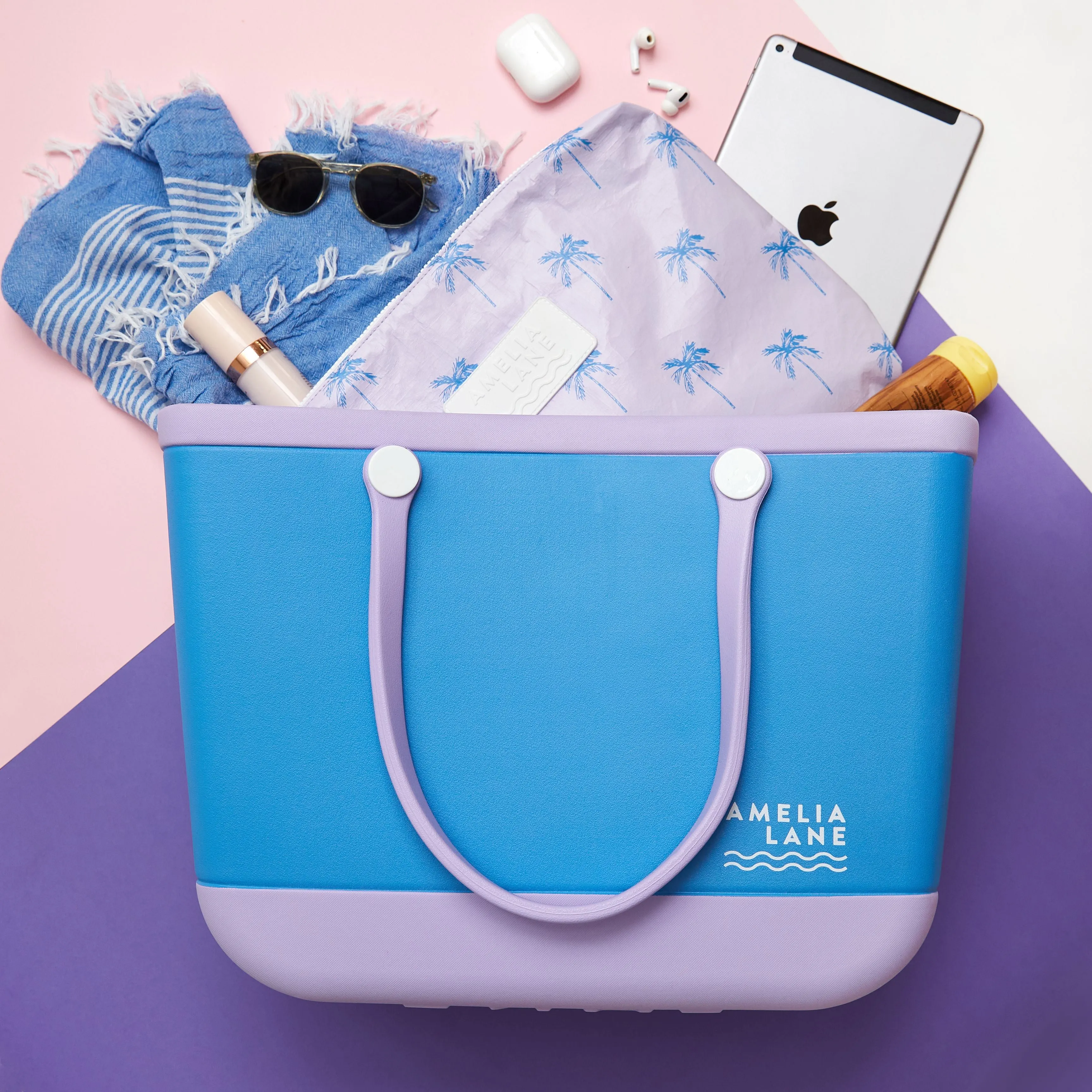 Beach Tote Bag - Lilac / Indigo