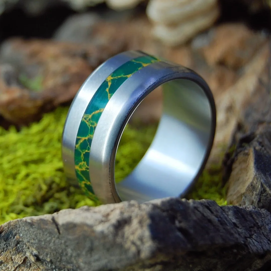 Bird Of Paradise Minimal | Men's Egyptian Jade & Titanium Wedding Ring