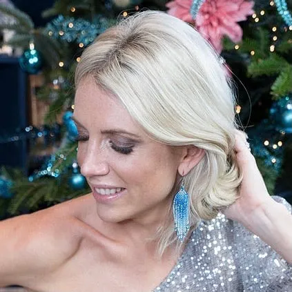 Blue & Silver Beaded Earrings