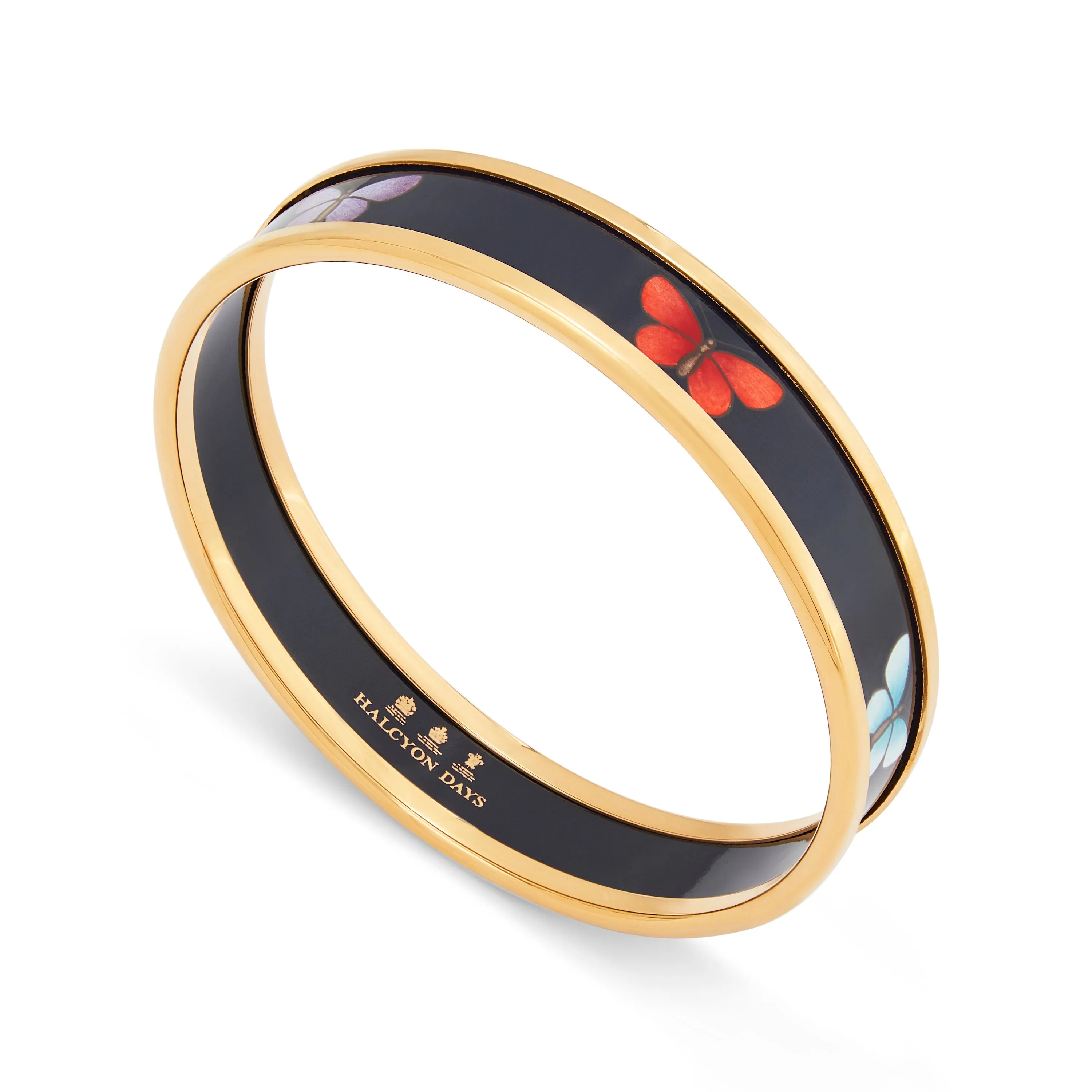 Butterfly Navy & Gold Enamel Bangle