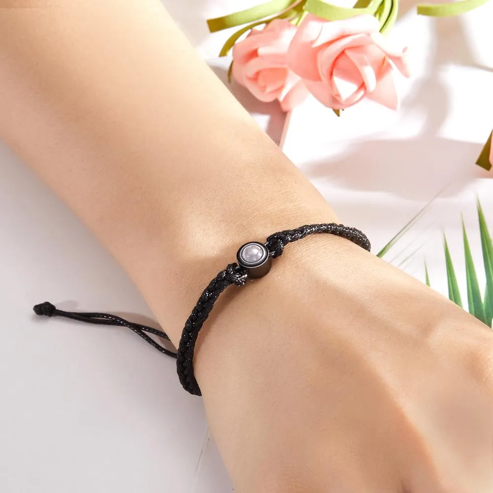 Custom Photo Projection Bracelet Simple Woven Couple Gifts 4 Colors Available