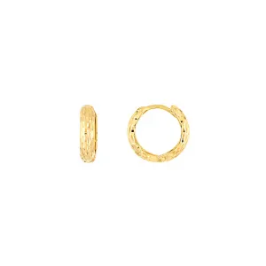 Diamond-Cut Front Huggie Earrings