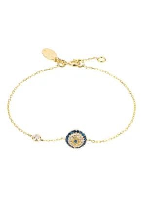 Evil Eye Bracelet Dipped in Gold with Zircon