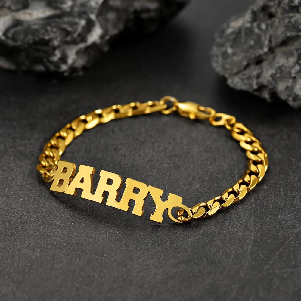 FaithHeart Stainless Steel Cuban Bracelet With Name For Men