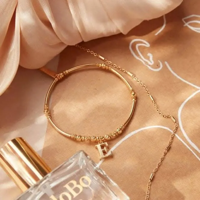 Gold Iconic Initial Bracelet - Letter E