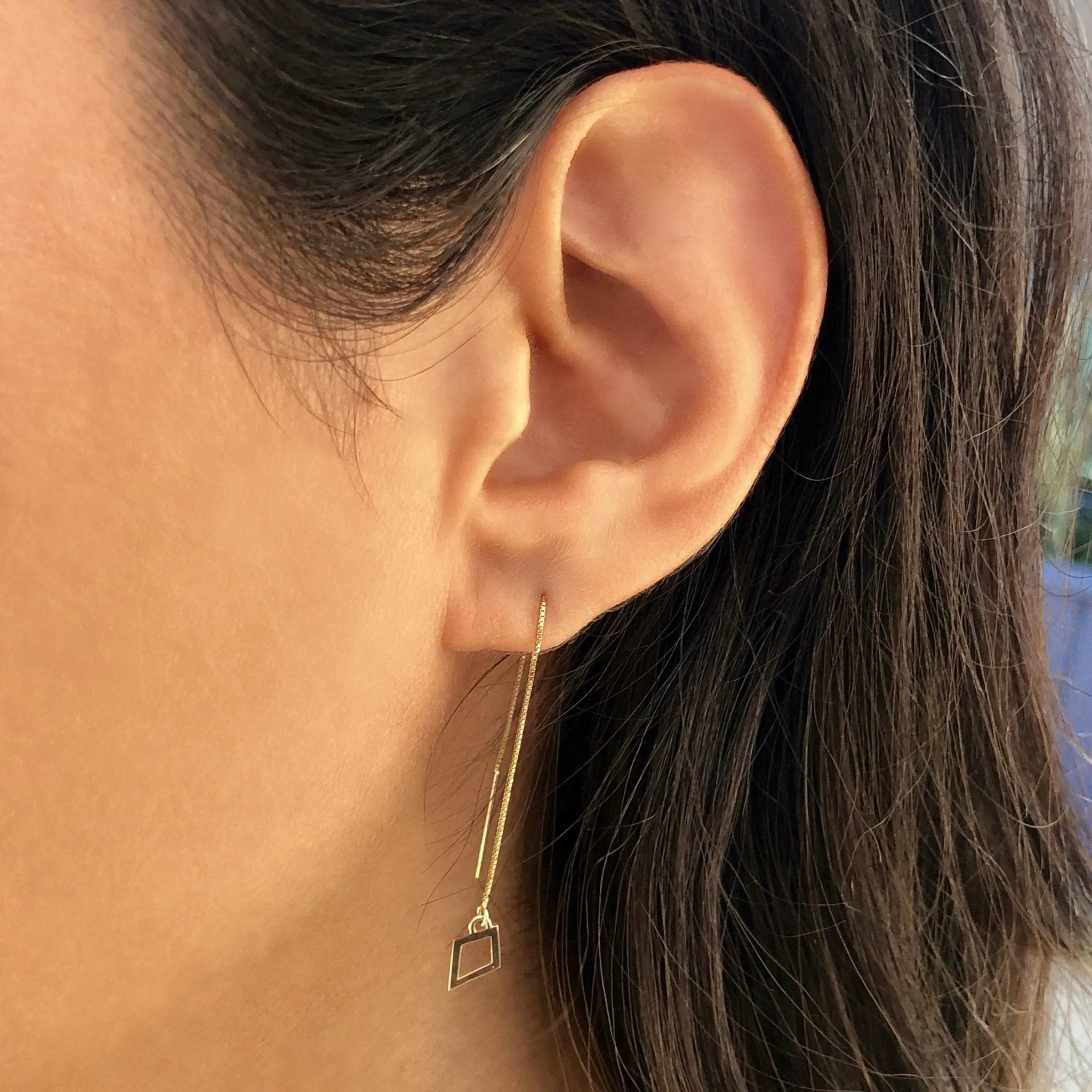 Kappa Alpha Theta Kite Threader Earrings in 14k Gold