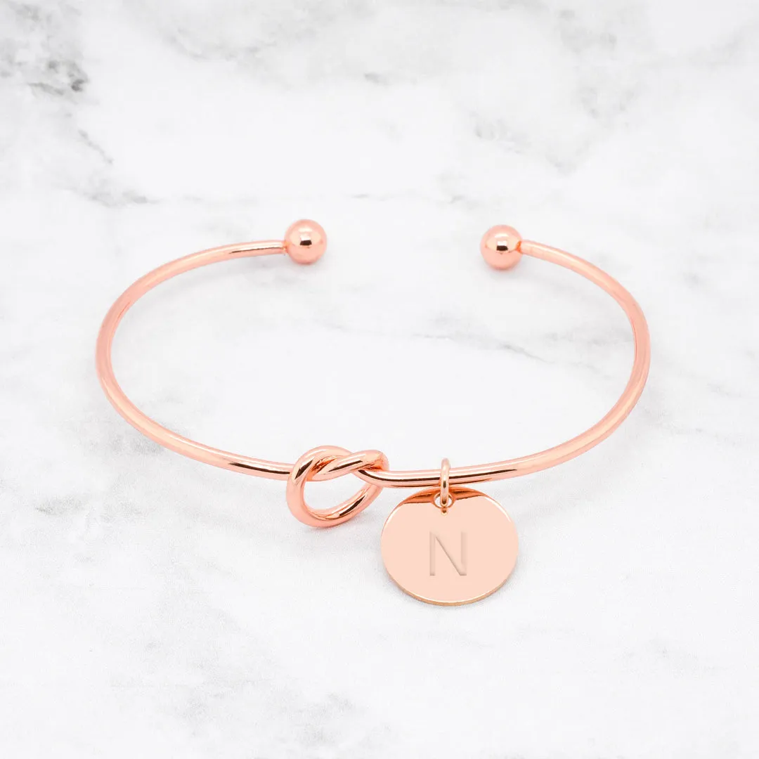 Knot Initial Bracelet - Rose Gold