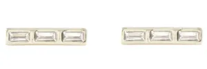Kris Nations Triple Baguette Bar Earrings in Sterling Silver