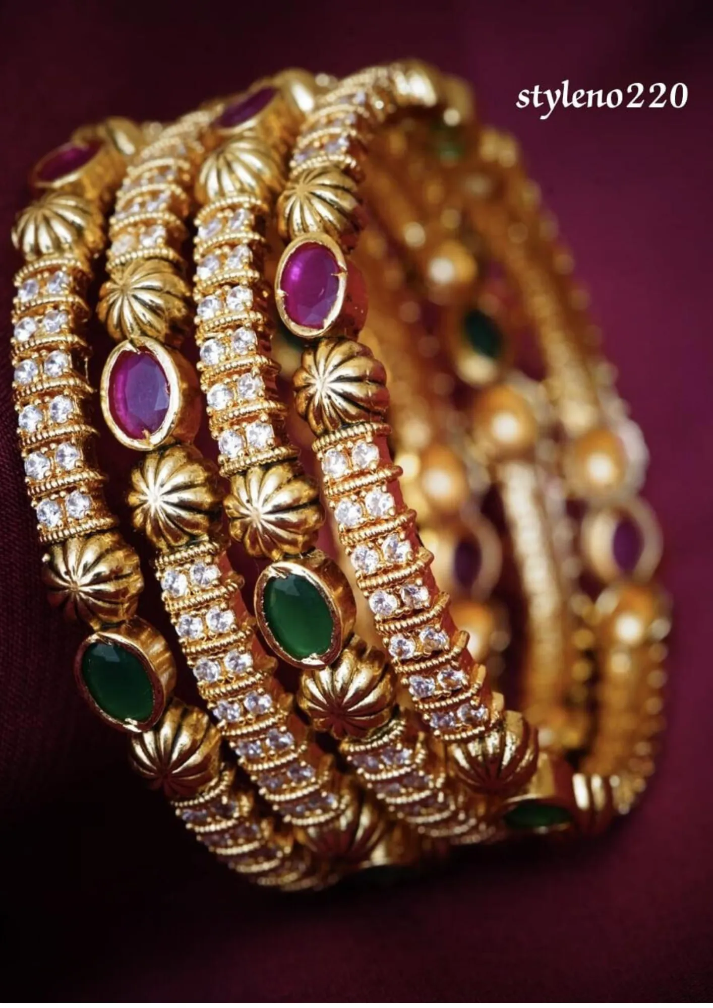 Kundan stone bangles style 220 (set of 4)