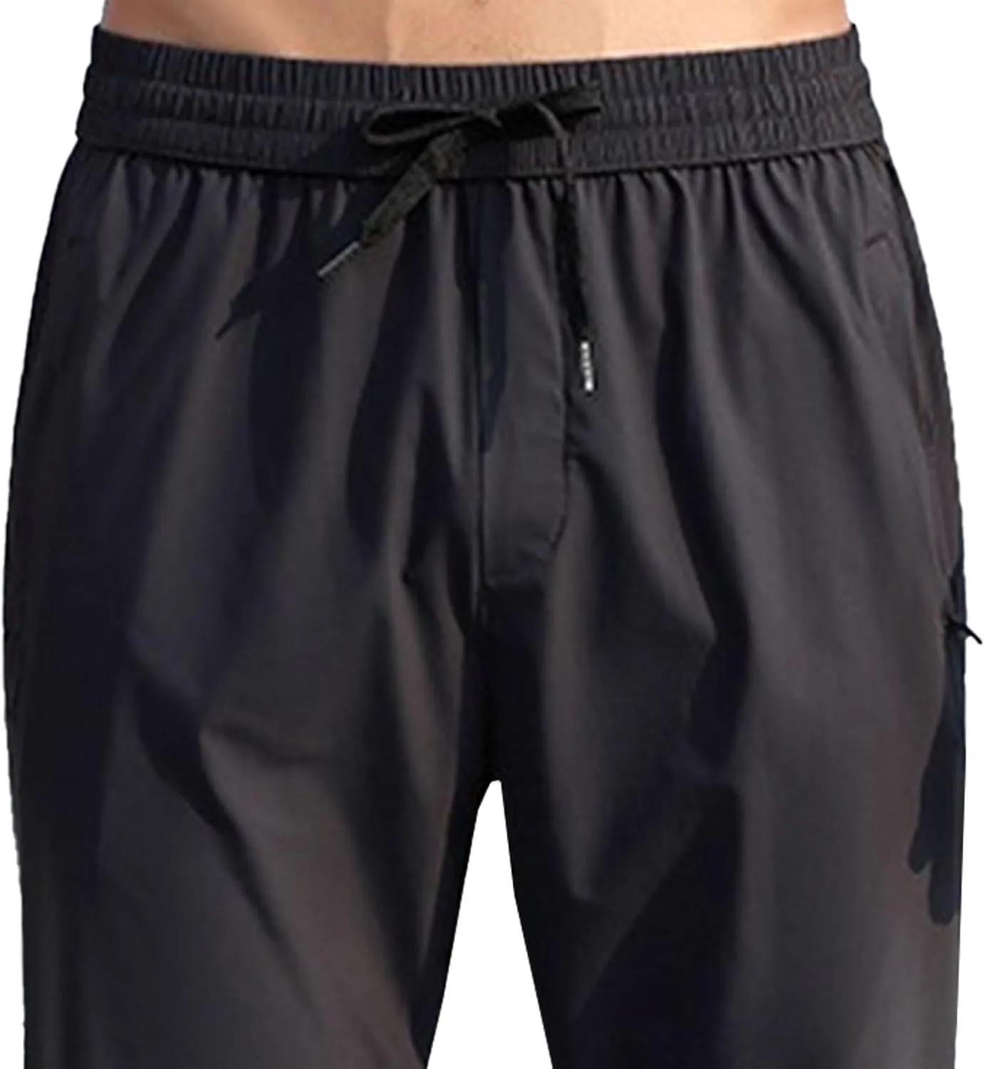 Men's Straight Leg Drawstring Workout Pants Stretch Slim Fit Athletic Trousers Quick Dry Casual Summer Sweatpants