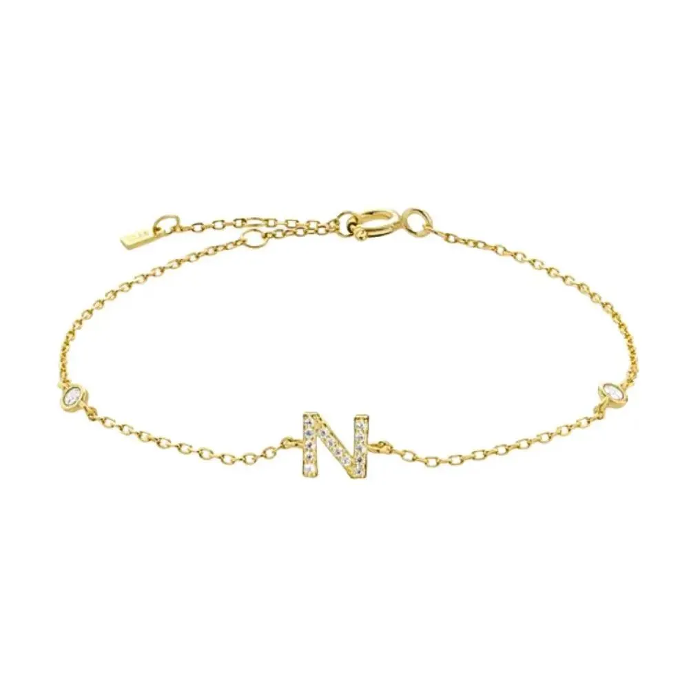Mini Crystal Initial Bracelet - Gold
