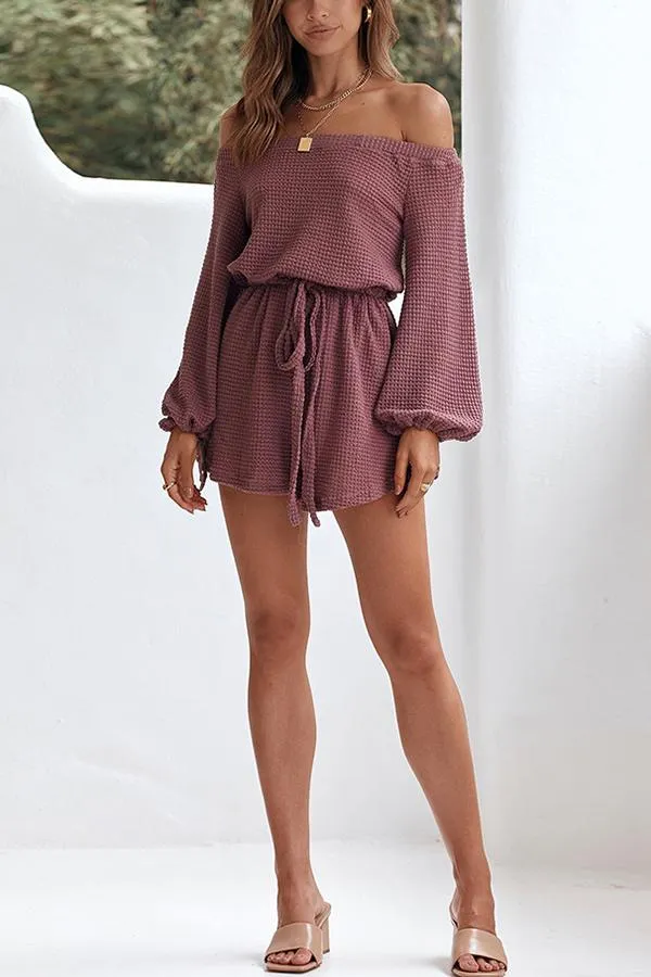 My Oasis Off The Shoulder Waffle Romper