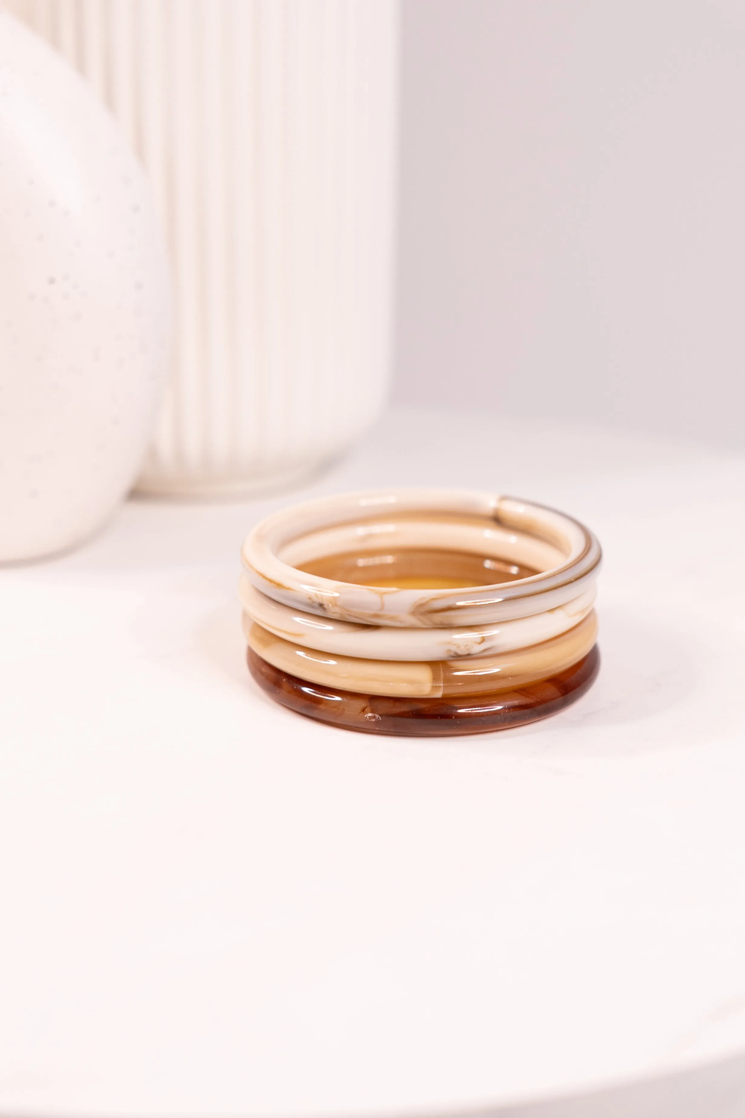 Olive Bangle Stack In Natural Mix