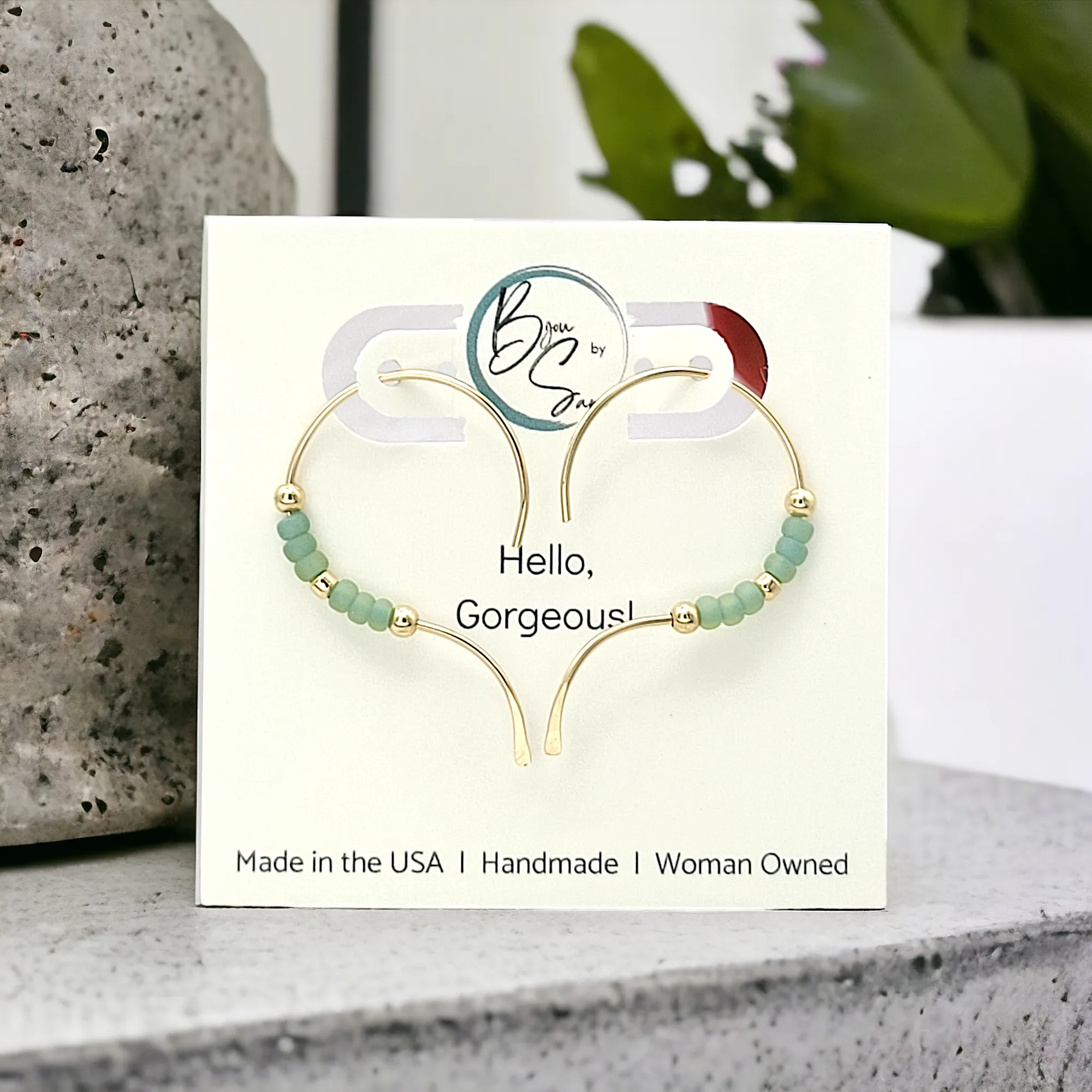 Open Heart - Gold & Sea Glass