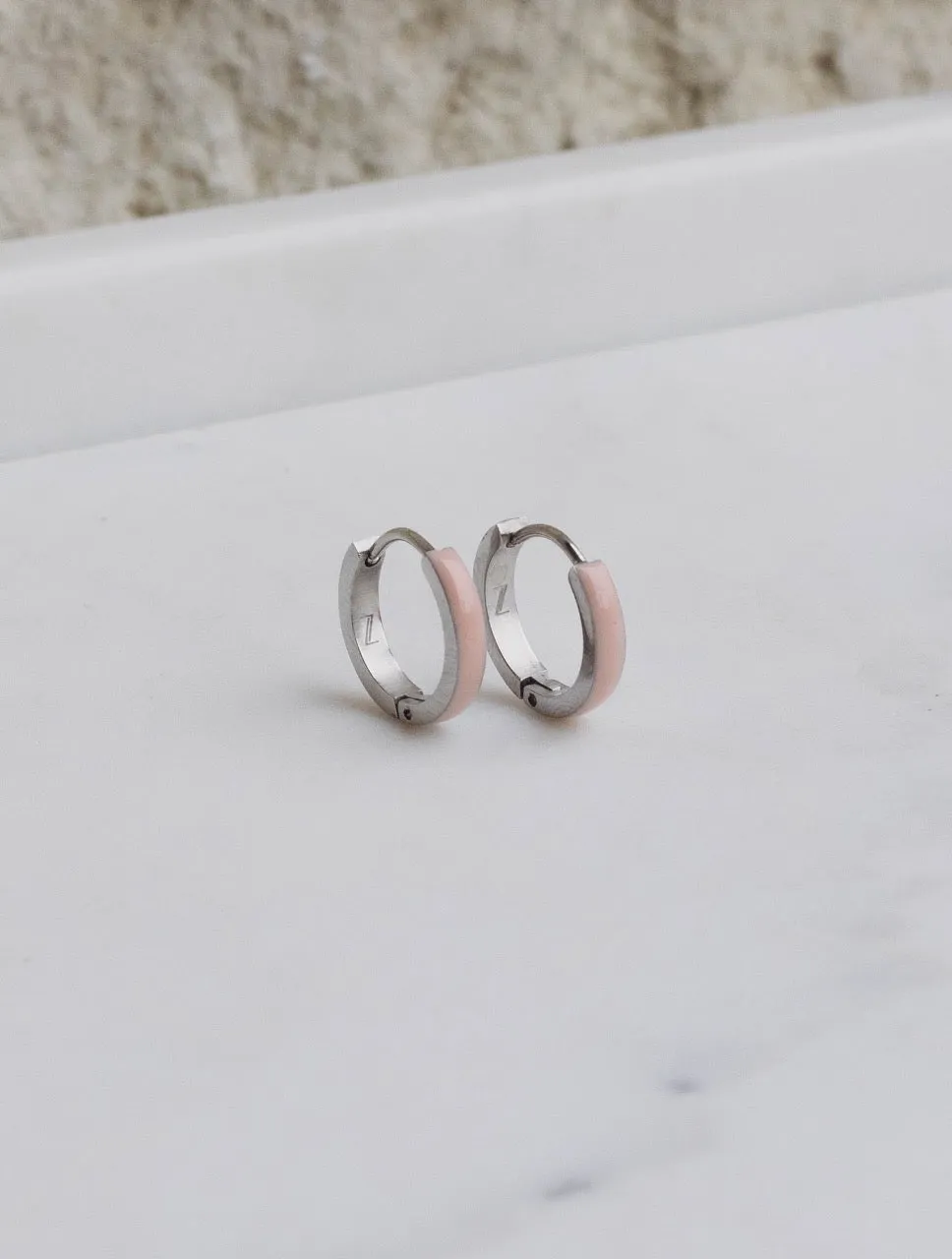 Pink Enamel Zaana Mini Hoops