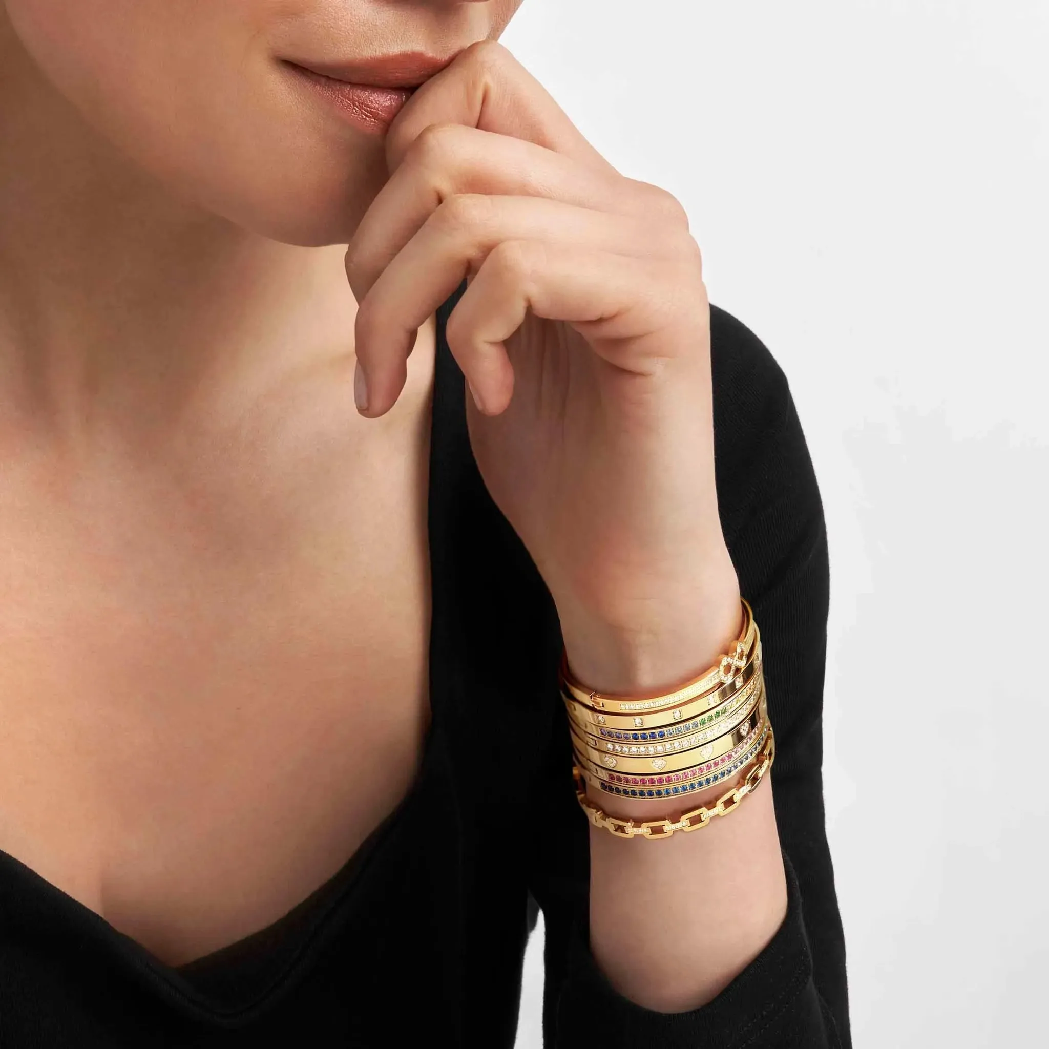 Pretty Bangles | Square CZ Gold - Medium