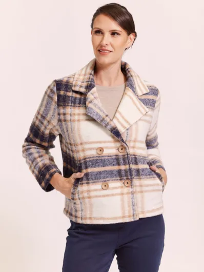See Saw - Brushed Wool Pocket Jacket - Denim/Camel