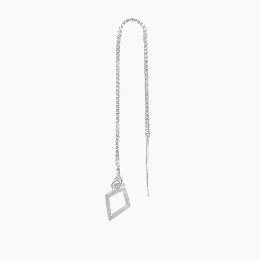 Silver Theta Kite Threader Earring (single earring)