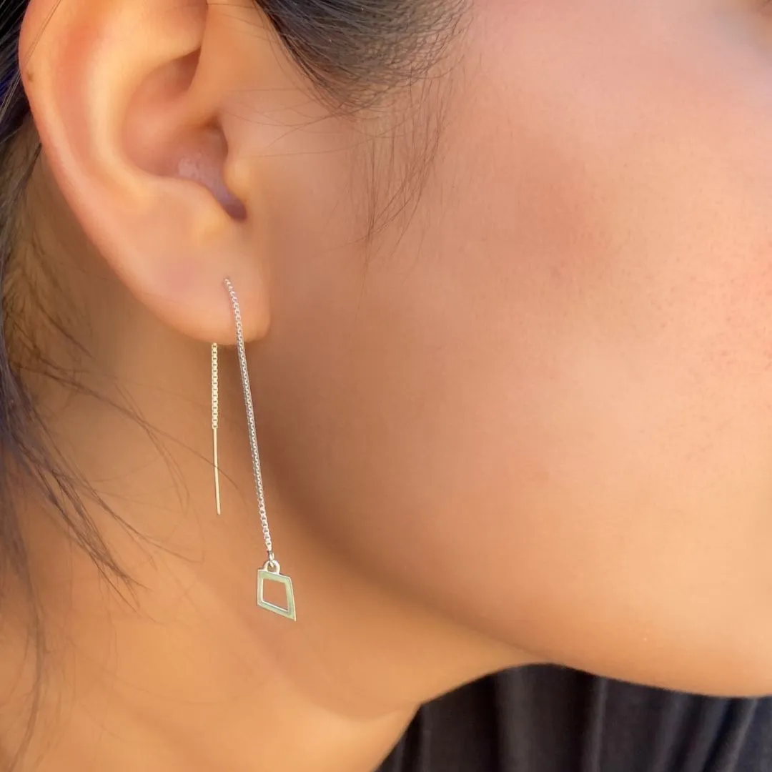 Silver Theta Kite Threader Earring (single earring)