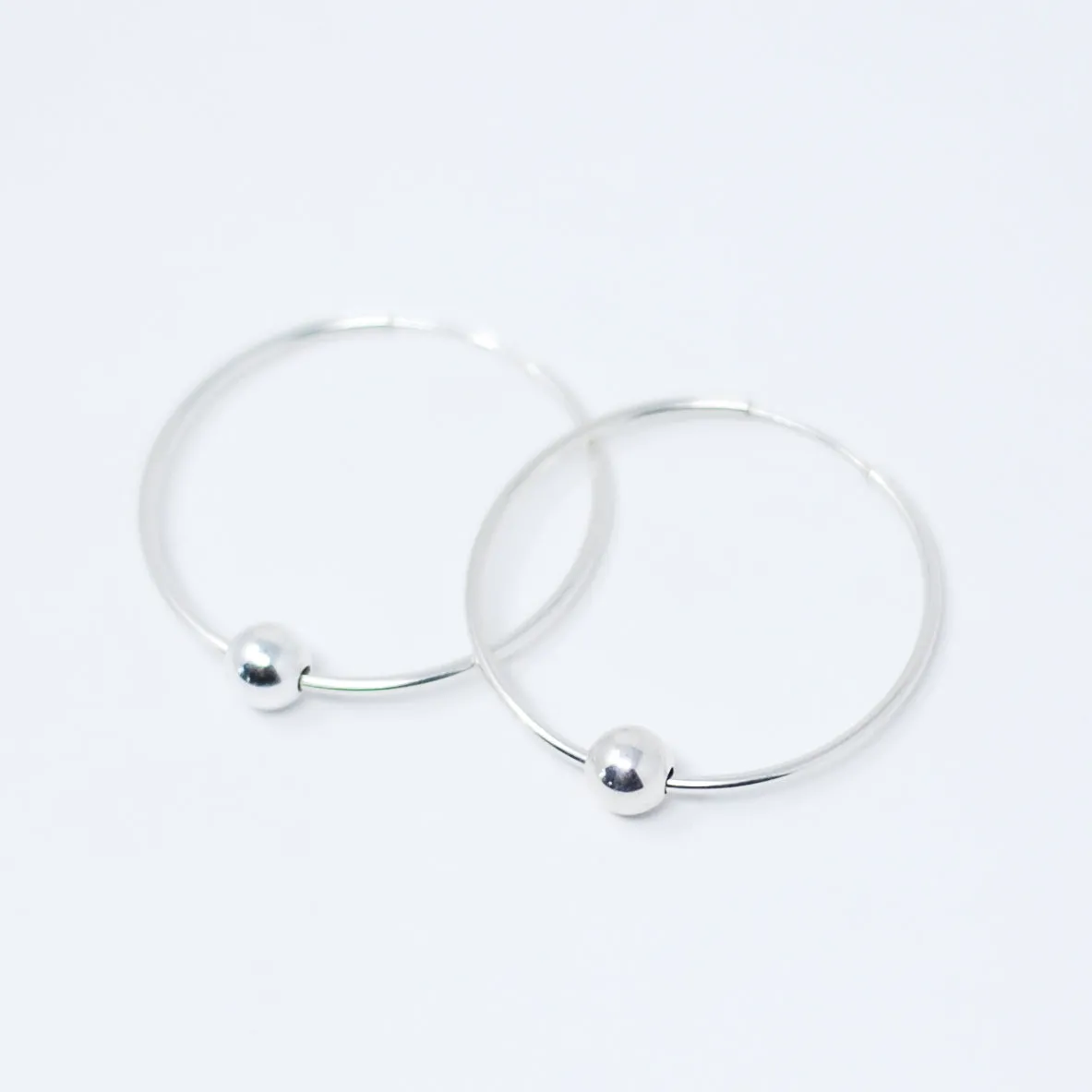 Sterling Silver Ball Hoop Drops