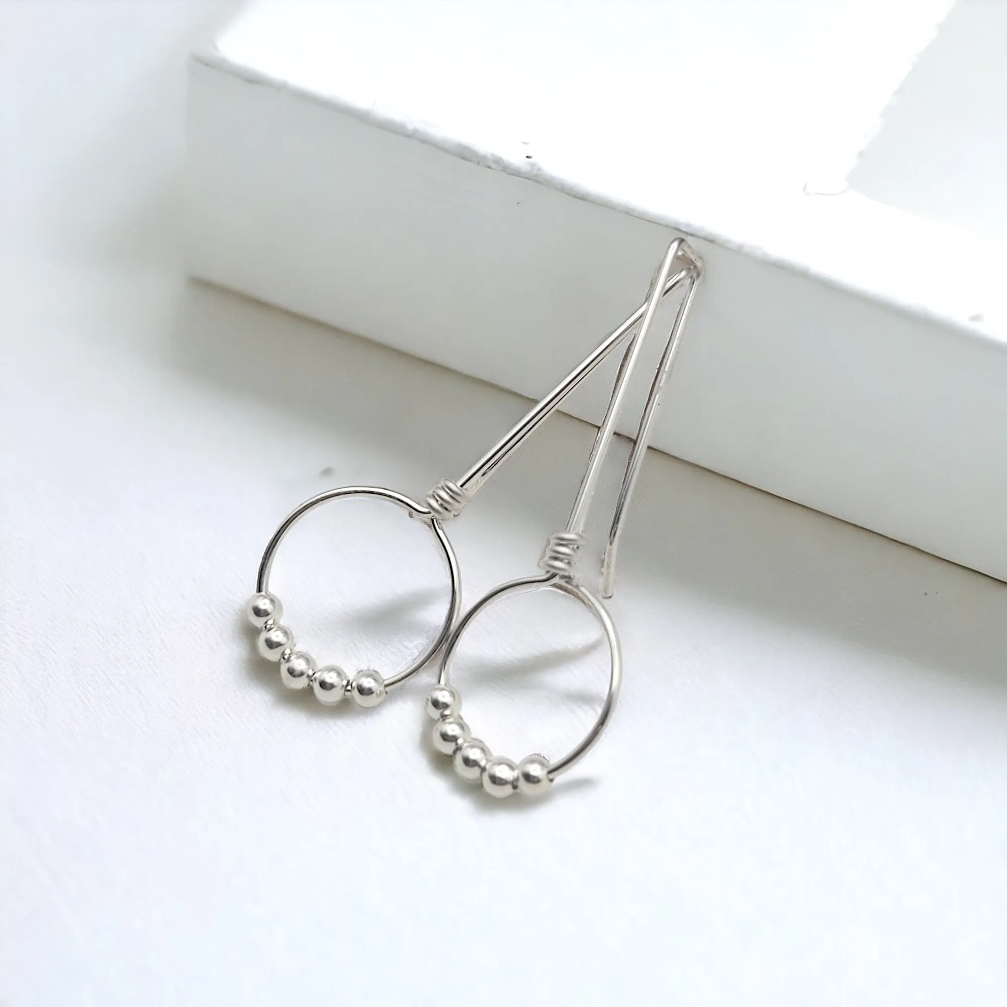Sterling Silver Beaded Hoop Threaders