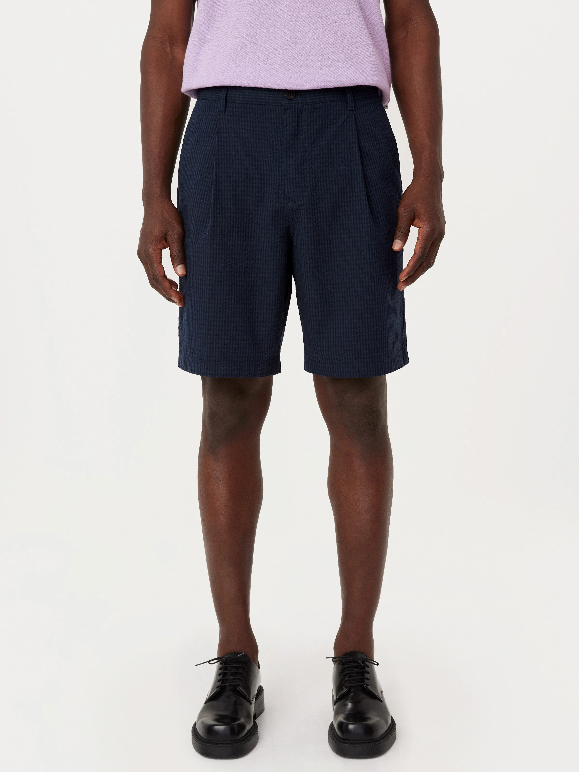 The Jamie Seersucker Short in Deep Blue