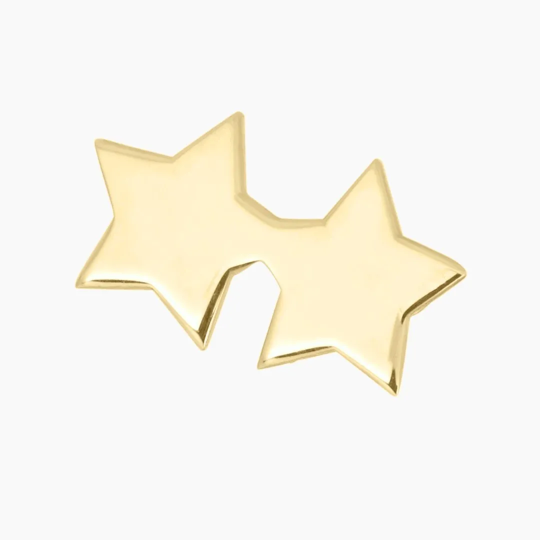 Theta Twin Star Earring in 14k Gold (single earring)
