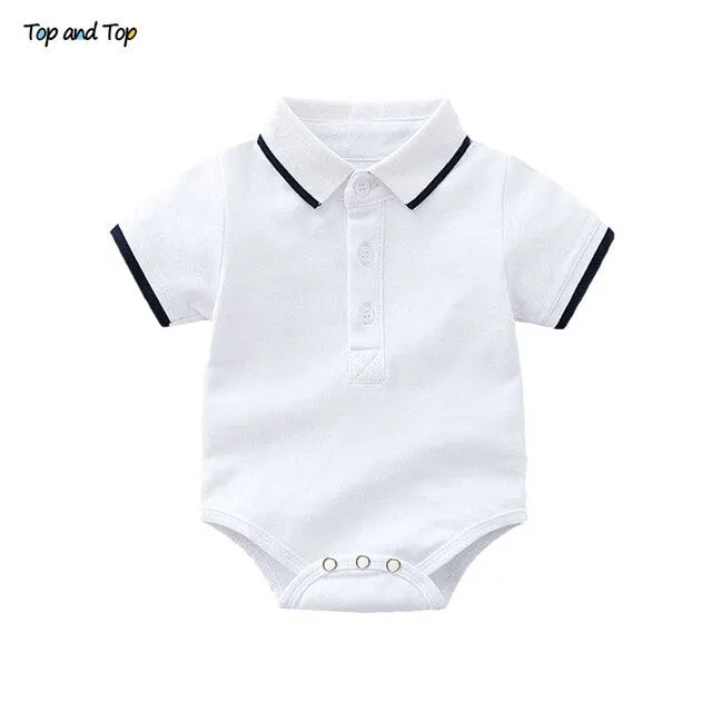 Top and Top Summer Short Sleeve Baby Rompers Gentleman Plaid Jumpsuit For Toddler Infant Casual Baby Boy Clothes 0-24 Months