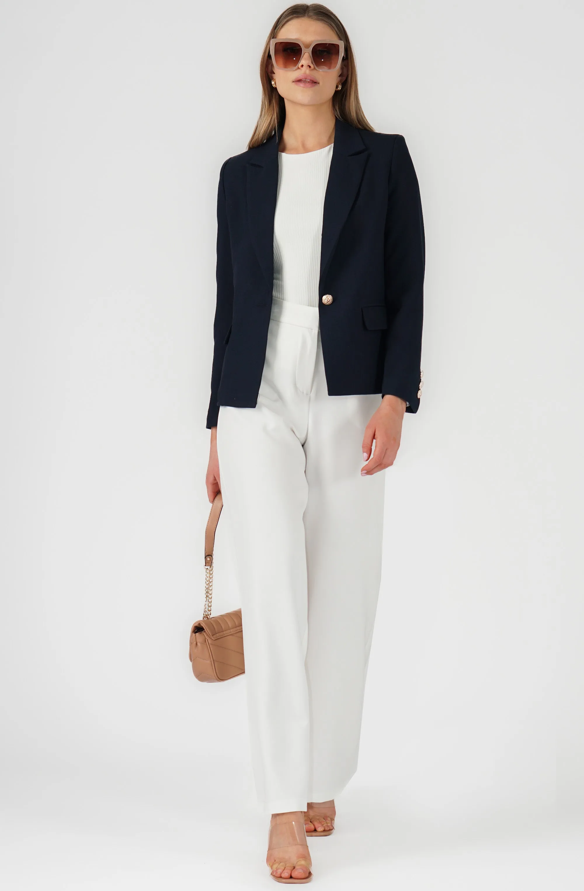 Unstructured Jacket with Gold Embossed Buttons