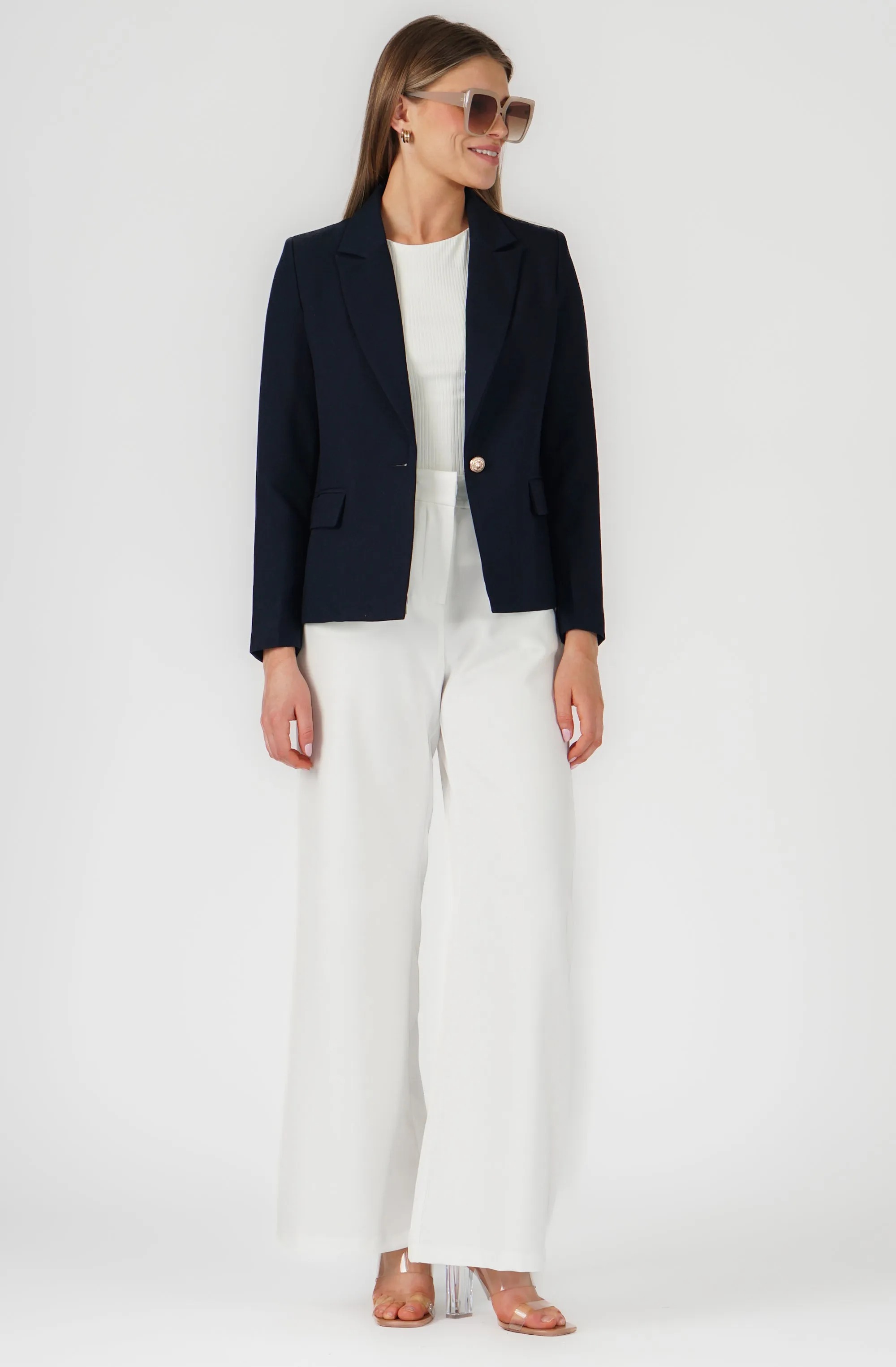 Unstructured Jacket with Gold Embossed Buttons