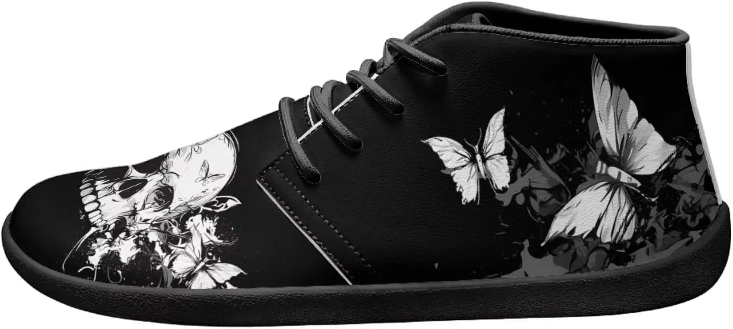 Wide Toe Skull Print Barefoot Shoes for Men - Cross Training Running Shoes with Rubber Sole