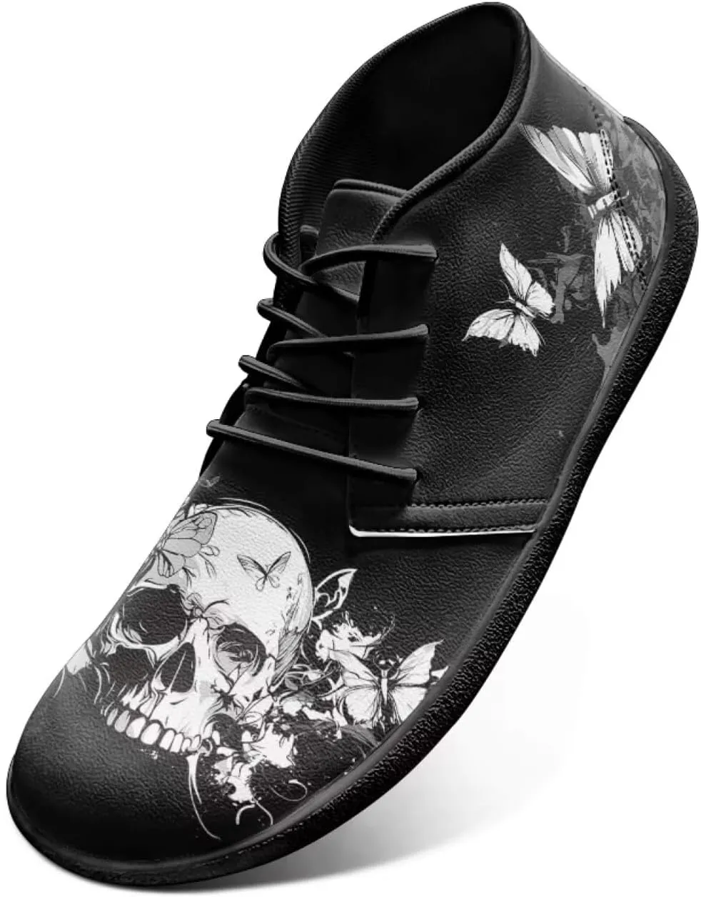 Wide Toe Skull Print Barefoot Shoes for Men - Cross Training Running Shoes with Rubber Sole
