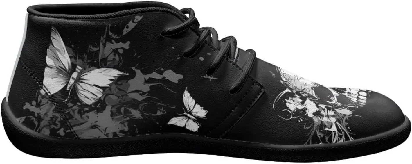 Wide Toe Skull Print Barefoot Shoes for Men - Cross Training Running Shoes with Rubber Sole