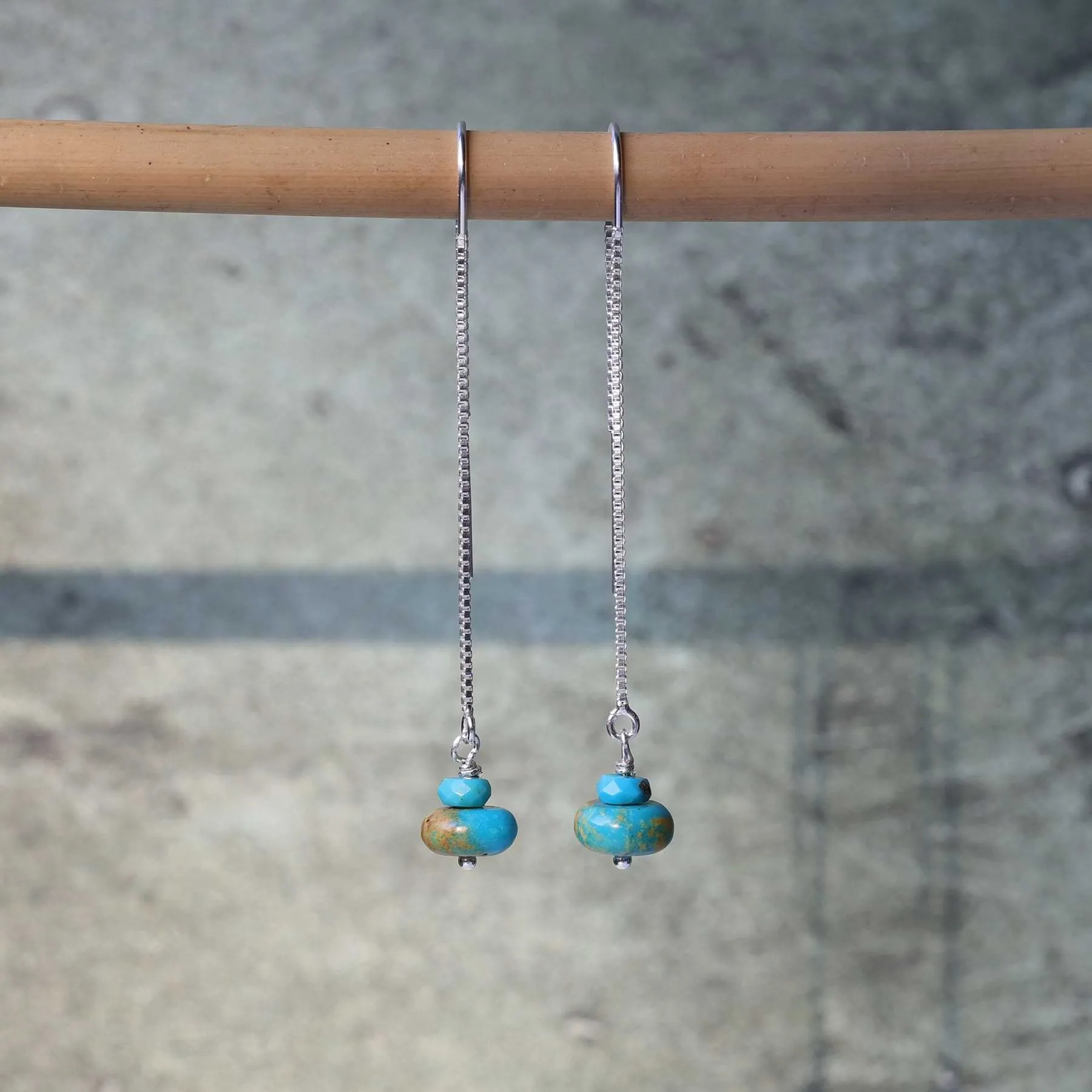 Wind - Silver Turquoise Threader Earrings