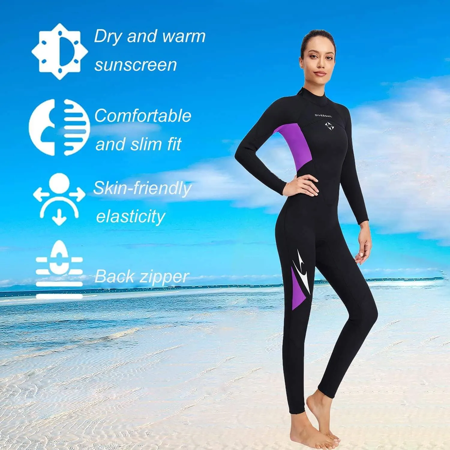 Women's 3mm SCUBA Diving Wetsuits One Piece Swimming Suit