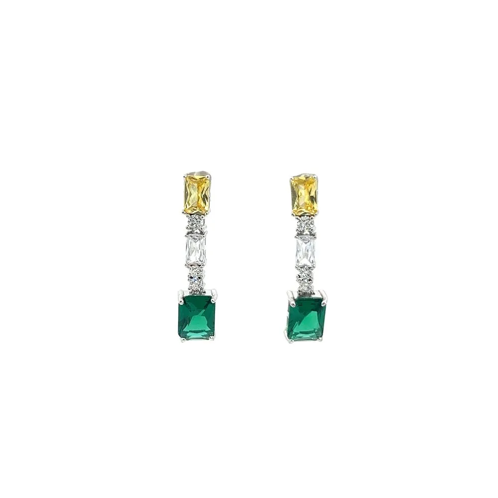Yellow and Green Drop Earrings